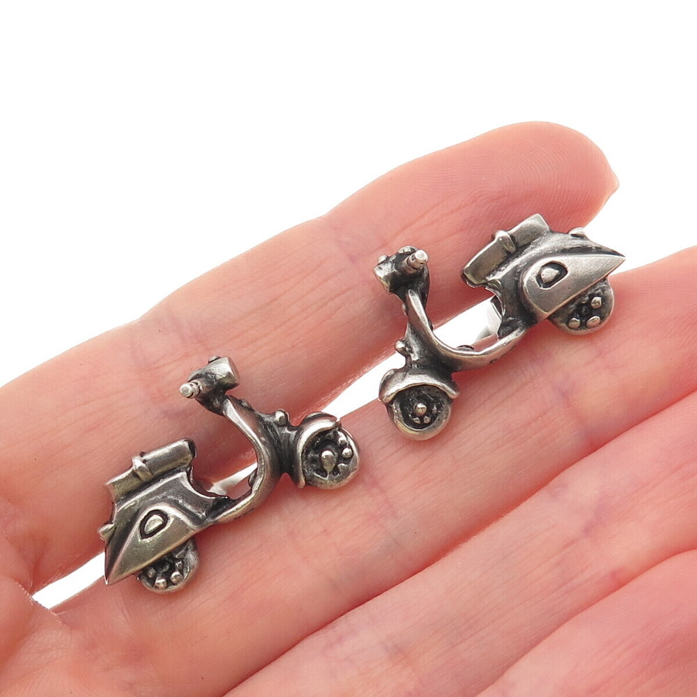 Robin Rotenier 925 Sterling Silver Vintage Scooter Oxidized Button Cufflinks